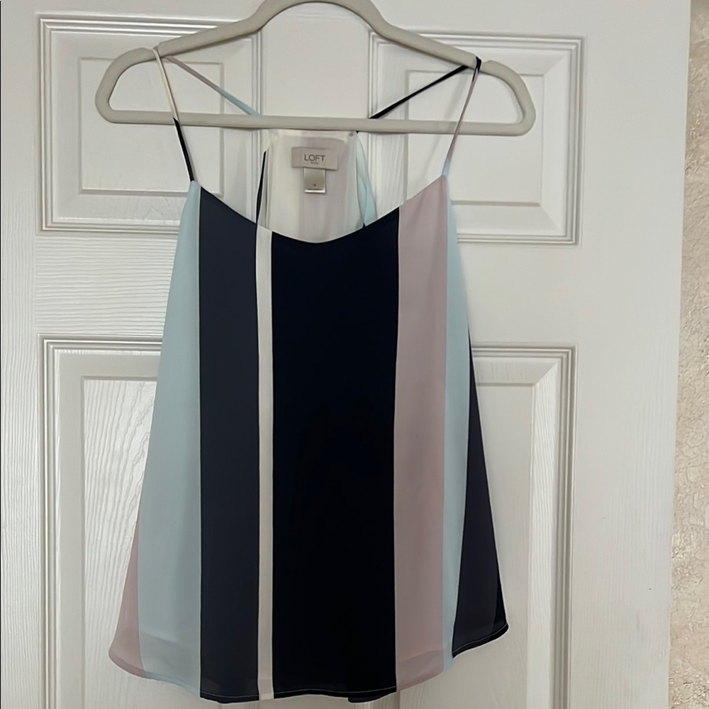 LOFT Asymmetrical Black and Gray Camisole Top